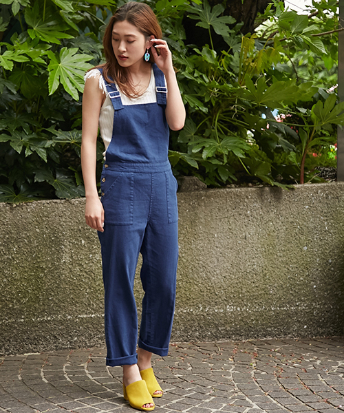 SLY（スライ）の「RELAX SUMMER サロペット（サロペット/オーバーオール・レディース・オフホワイト/ネイビー・2/0/1）」の2枚目の写真