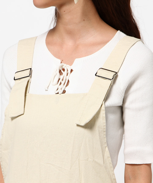 SLY（スライ）の「RELAX SUMMER サロペット（サロペット/オーバーオール・レディース・オフホワイト/ネイビー・2/0/1）」の6枚目の写真