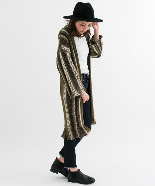 URBAN RESEARCH Sonny Label（アーバンリサーチサニーレーベル）の「Sonny Label ストライプニットガウン（その他アウター・レディース・オフホワイト/カーキ・FREE）」の4枚目の写真