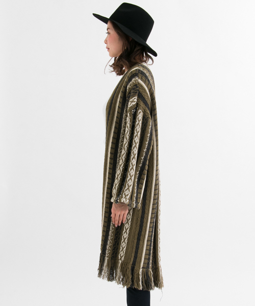 URBAN RESEARCH Sonny Label（アーバンリサーチサニーレーベル）の「Sonny Label ストライプニットガウン（その他アウター・レディース・オフホワイト/カーキ・FREE）」の6枚目の写真