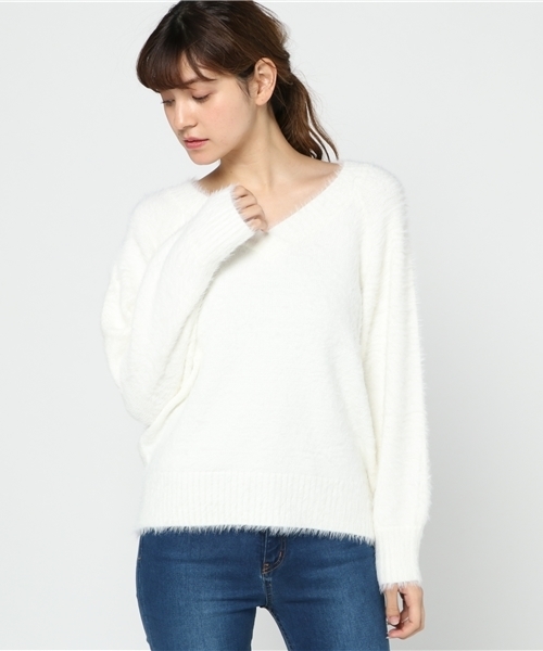 VENCEEXCHANGE（ヴァンスエクスチェンジ）の「フェザーカサネＶプルオーバー（ニット/セーター・レディース・オフホワイト/ライトグレー/ブラウン/ピンク・MEDIUM）」の12枚目の写真