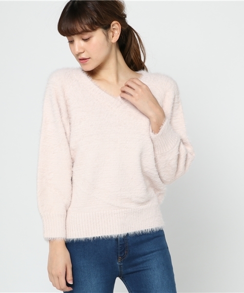 VENCEEXCHANGE（ヴァンスエクスチェンジ）の「フェザーカサネＶプルオーバー（ニット/セーター・レディース・オフホワイト/ライトグレー/ブラウン/ピンク・MEDIUM）」の15枚目の写真