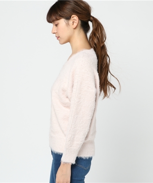 VENCEEXCHANGE（ヴァンスエクスチェンジ）の「フェザーカサネＶプルオーバー（ニット/セーター・レディース・オフホワイト/ライトグレー/ブラウン/ピンク・MEDIUM）」の9枚目の写真