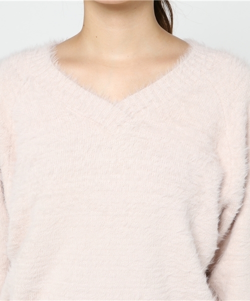 VENCEEXCHANGE（ヴァンスエクスチェンジ）の「フェザーカサネＶプルオーバー（ニット/セーター・レディース・オフホワイト/ライトグレー/ブラウン/ピンク・MEDIUM）」の11枚目の写真