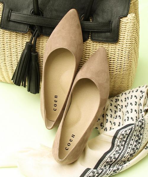 coen（コーエン）の「ポインテッドフラットパンプス（パンプス・レディース・ブラック/グレイッシュベージュ/ロイヤルブルー/ライトピンク・MEDIUM/LARGE/X-LARGE/SMALL）」の3枚目の写真
