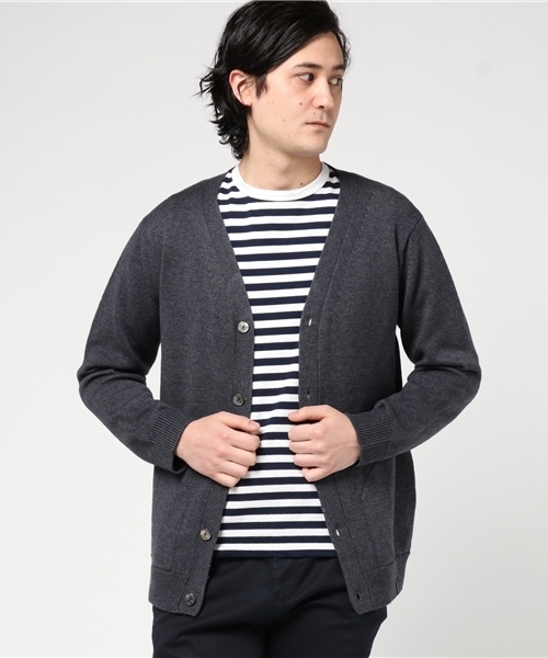 GLOSTER（グロスター）の「7G　Vネックカーデガン（カーディガン/ボレロ・メンズ・グレー/ネイビー・L/M/S）」の2枚目の写真