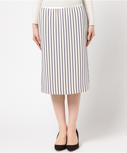 22 OCTOBRE（ヴァンドゥ－オクトーブル）の「ストライププリントスカート【セットアップ対応商品】（スカート・レディース・ベージュ/パープル・40/38）」の3枚目の写真