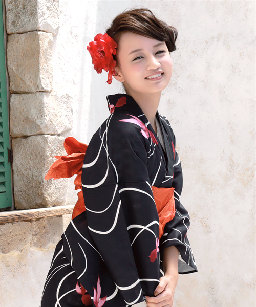 bonheur saisons(ボヌールセゾン)の「浴衣3点セット (浴衣+帯+下駄)「bonheur saisons/ボヌールセゾン」(浴衣・レディース・アイボリー/オフホワイト/ホワイト系その他/ブルー系その他/ホワイト×イエロー/ダークネイビー/ホワイト系その他2/ホワイト系その他3/ホワイト系その他5/ホワイト系その他7・FREE/フリー)」の10枚目の写真