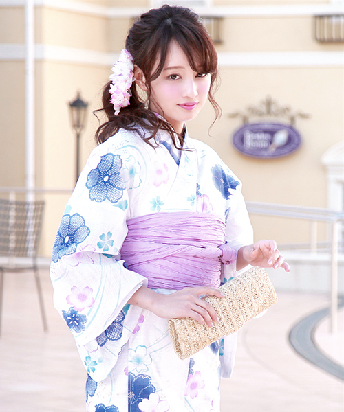 bonheur saisons(ボヌールセゾン)の「浴衣3点セット (浴衣+帯+下駄)「bonheur saisons/ボヌールセゾン」(浴衣・レディース・アイボリー/オフホワイト/ホワイト系その他/ブルー系その他/ホワイト×イエロー/ダークネイビー/ホワイト系その他2/ホワイト系その他3/ホワイト系その他5/ホワイト系その他7・FREE/フリー)」の6枚目の写真