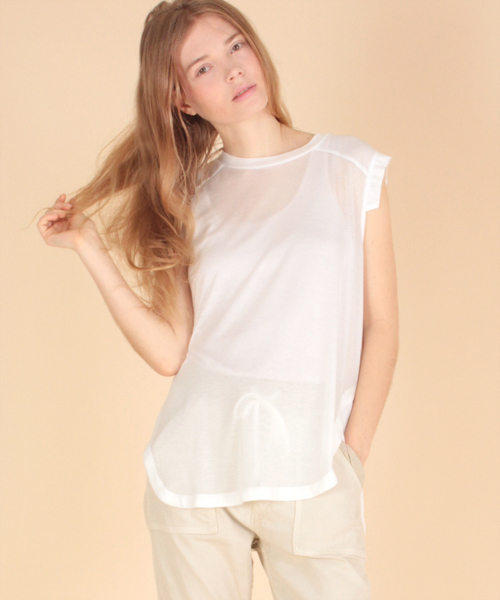 min@RNA（ミンアットアールエヌエー）の「M0390 デシンコンビジャージノースリ（タンクトップ・レディース・ネイビー/ブラック/ホワイト・MEDIUM）」の2枚目の写真