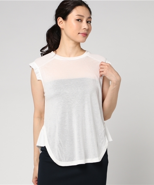 min@RNA（ミンアットアールエヌエー）の「M0390 デシンコンビジャージノースリ（タンクトップ・レディース・ネイビー/ブラック/ホワイト・MEDIUM）」の4枚目の写真