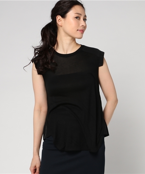 min@RNA（ミンアットアールエヌエー）の「M0390 デシンコンビジャージノースリ（タンクトップ・レディース・ネイビー/ブラック/ホワイト・MEDIUM）」の3枚目の写真