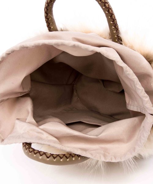 STUDIOUS（ステュディオス）の「【LAUGOA】フェイクファー＆メイズトート　Reine/0173-30010   （かごバッグ・レディース・ブラック/グレー/キャメル・FREE）」の4枚目の写真