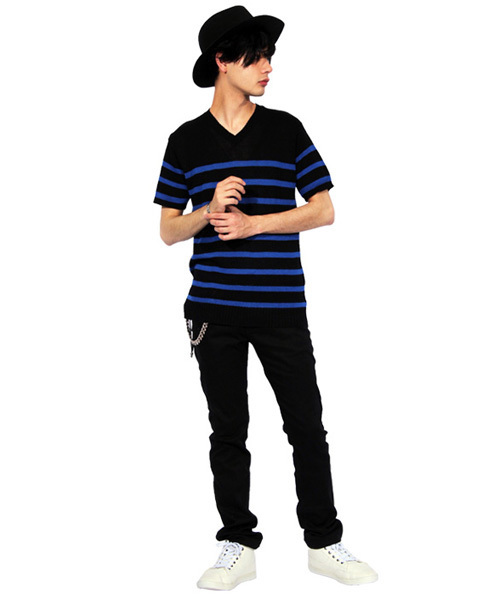 ８(eight)（エイト）の「ボーダー サマーニット 半袖 Tシャツ カットソー 麻（Tシャツ/カットソー・メンズ・ブラック/ホワイト×ブルー/ホワイト×ネイビー/ネイビー・MEDIUM/LARGE）」の7枚目の写真