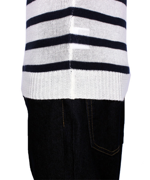 ８(eight)（エイト）の「ボーダー サマーニット 半袖 Tシャツ カットソー 麻（Tシャツ/カットソー・メンズ・ブラック/ホワイト×ブルー/ホワイト×ネイビー/ネイビー・MEDIUM/LARGE）」の17枚目の写真