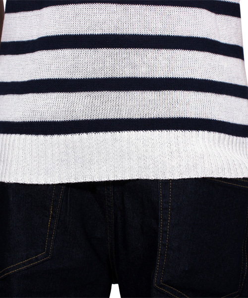 ８(eight)（エイト）の「ボーダー サマーニット 半袖 Tシャツ カットソー 麻（Tシャツ/カットソー・メンズ・ブラック/ホワイト×ブルー/ホワイト×ネイビー/ネイビー・MEDIUM/LARGE）」の20枚目の写真