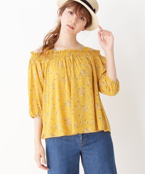 grove(グローブ)の「◆フラワーシャーリングブラウス&タンクSET(シャツ/ブラウス・レディース・ブルー/アイボリー/レッド/イエロー/グリーン・02/03)」の1枚目の写真