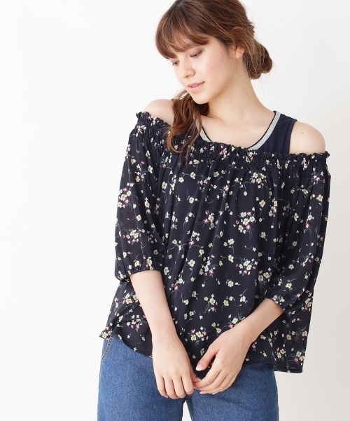 grove(グローブ)の「◆フラワーシャーリングブラウス&タンクSET(シャツ/ブラウス・レディース・ブルー/アイボリー/レッド/イエロー/グリーン・02/03)」の4枚目の写真
