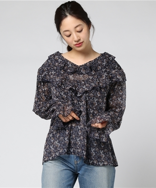 Mystic ミスティック の 花柄フリルブラウス シャツ ブラウス Wear