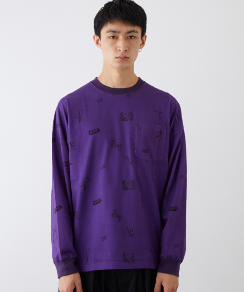 Name.（ネーム）の「【Name.】EX.yukosaekiパターンルーズロングスリーブTシャツ（Tシャツ/カットソー・メンズ・ブラック/パープル/ホワイト・0/1）」の4枚目の写真