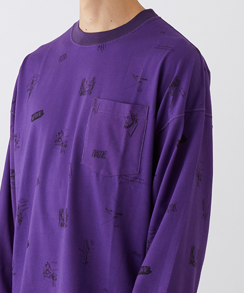 Name.（ネーム）の「【Name.】EX.yukosaekiパターンルーズロングスリーブTシャツ（Tシャツ/カットソー・メンズ・ブラック/パープル/ホワイト・0/1）」の7枚目の写真