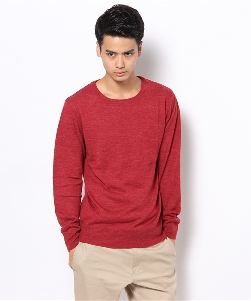 WEGO（ウィゴー）の「TOP杢クルーネックニット（ニット/セーター・メンズ・杢グレー/ネイビー/キャメル/レッド系その他/オレンジ/ブラック/マスタード/ワイン・MEDIUM/LARGE）」の6枚目の写真