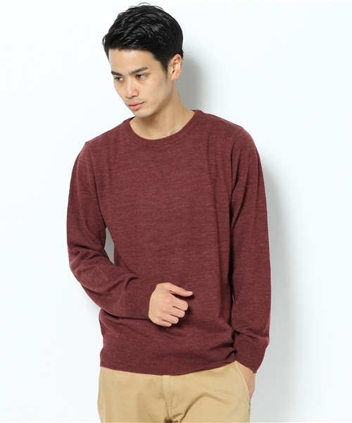 WEGO（ウィゴー）の「TOP杢クルーネックニット（ニット/セーター・メンズ・杢グレー/ネイビー/キャメル/レッド系その他/オレンジ/ブラック/マスタード/ワイン・MEDIUM/LARGE）」の7枚目の写真