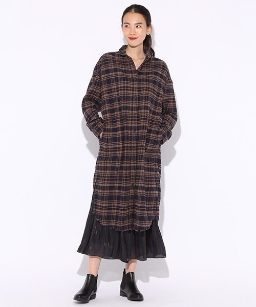 niko and...（ニコアンド）の「20ネルワイドシャツワンピース【niko and ...】（シャツワンピース・レディース・ブラック/ネイビー/クリーム・MEDIUM/LARGE）」の3枚目の写真