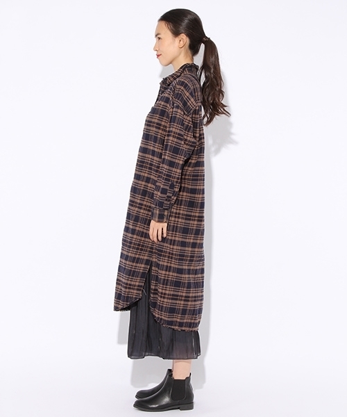 niko and...（ニコアンド）の「20ネルワイドシャツワンピース【niko and ...】（シャツワンピース・レディース・ブラック/ネイビー/クリーム・MEDIUM/LARGE）」の12枚目の写真