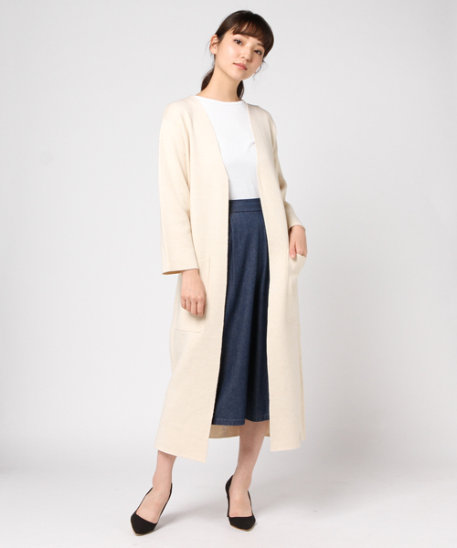 et momonakia(エモモナキア)の「カシミヤ混ロングコーディガン(その他アウター・レディース・ベージュ/オフホワイト/トップグレー・SMALL/MEDIUM)」の1枚目の写真