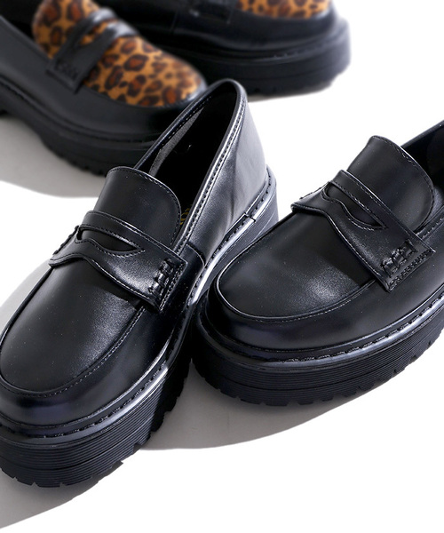 WEGO(ウィゴー)の「WEGO/厚底コインローファー(ローファー・レディース・ブラック/その他1/アニマル・MEDIUM/LARGE)」の2枚目の写真