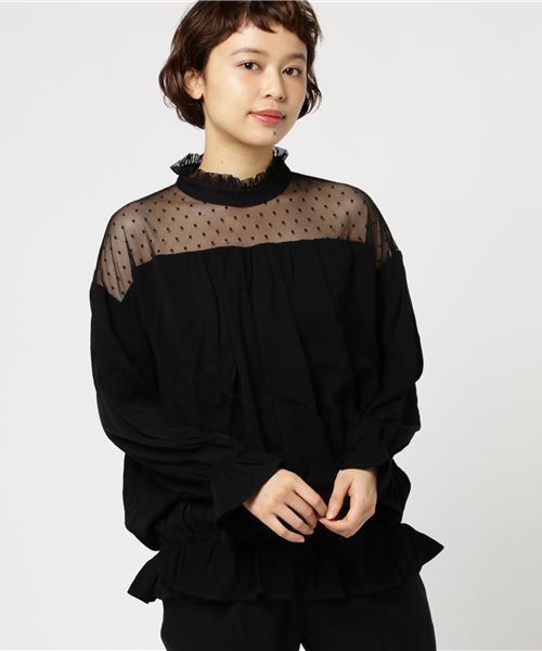 LBC（エルビーシー）の「チュールドットフリルネックブラウス（シャツ/ブラウス・レディース・ホワイト/ブラック・LARGE/MEDIUM）」の10枚目の写真