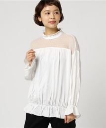 LBC | チュールドットフリルネックブラウス(シャツ/ブラウス)