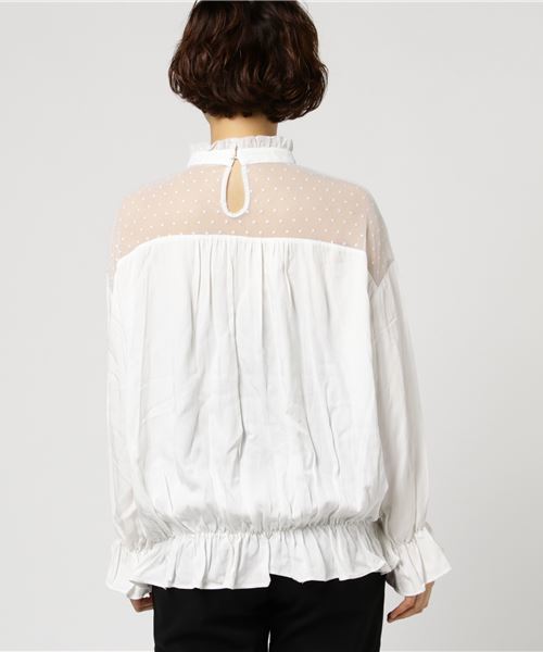 LBC（エルビーシー）の「チュールドットフリルネックブラウス（シャツ/ブラウス・レディース・ホワイト/ブラック・LARGE/MEDIUM）」の6枚目の写真