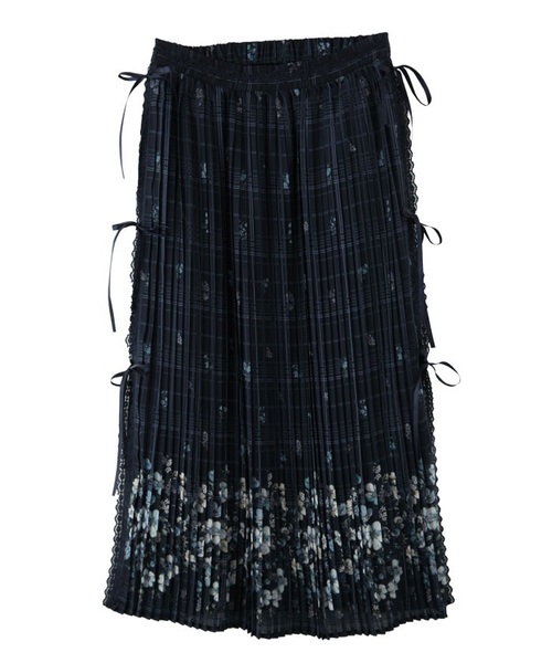 axes femme(アクシーズファム)の「サイドリボンプリーツスカート(スカート・レディース・ネイビー/ピンク/キナリ・MEDIUM)」の2枚目の写真