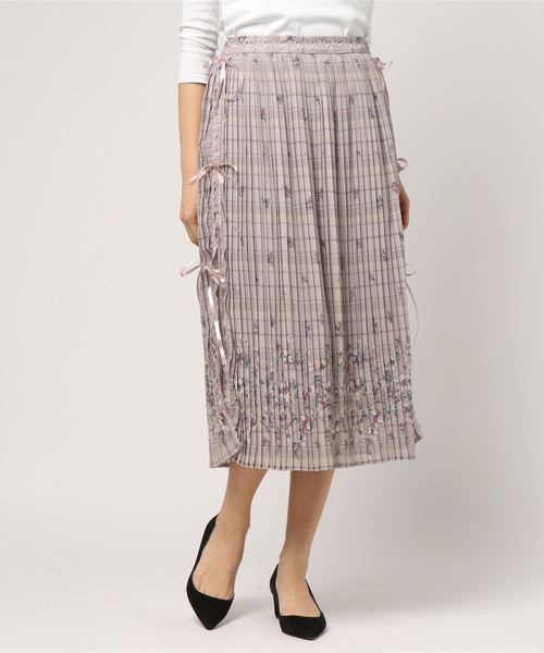 axes femme(アクシーズファム)の「サイドリボンプリーツスカート(スカート・レディース・ネイビー/ピンク/キナリ・MEDIUM)」の4枚目の写真