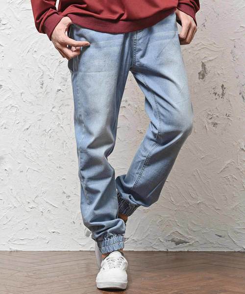 MinoriTY（マイノリティ）の「ストレッチデニムサルエルジョガーパンツ（デニムパンツ・メンズ・ブルー/サックスブルー・XL/M/L）」の2枚目の写真