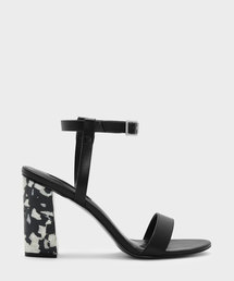 シェルエフェクトブロックヒールサンダル / SHELL EFFECT BLOCK HEEL SANDALS