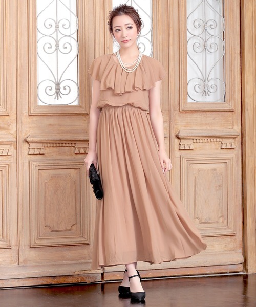 ドレス ワンピース ドレスウエスト切替フリルフレアロングワンピースパーティードレス ドレス Retica レティカ のファッション