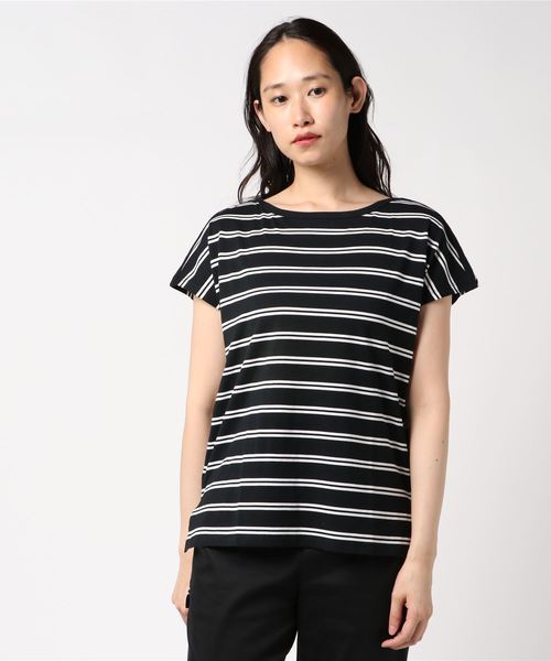 AMERICAN HOLIC（アメリカンホリック）の「・60新彊綿天竺半袖変形ボートBOXチュニック（Tシャツ/カットソー・レディース・オフホワイト/グレー系その他2/その他7・FREE）」の3枚目の写真