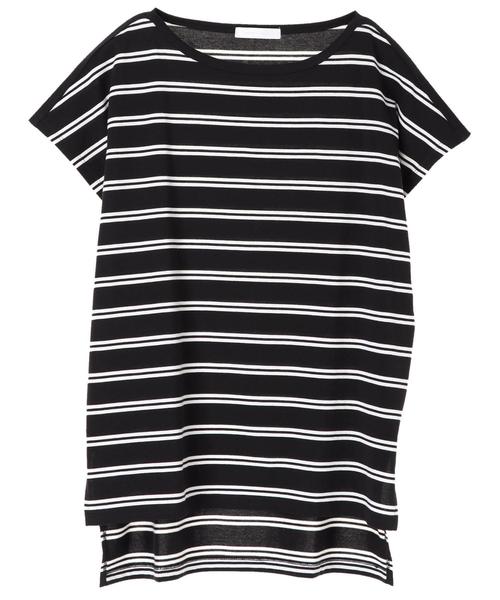 AMERICAN HOLIC（アメリカンホリック）の「・60新彊綿天竺半袖変形ボートBOXチュニック（Tシャツ/カットソー・レディース・オフホワイト/グレー系その他2/その他7・FREE）」の6枚目の写真