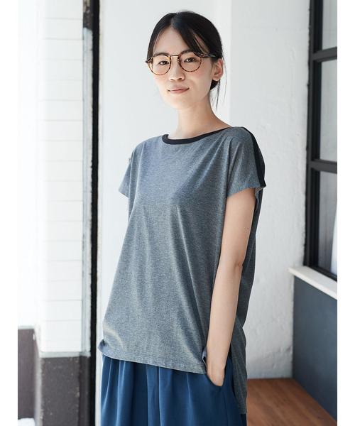 AMERICAN HOLIC（アメリカンホリック）の「・60新彊綿天竺半袖変形ボートBOXチュニック（Tシャツ/カットソー・レディース・オフホワイト/グレー系その他2/その他7・FREE）」の7枚目の写真