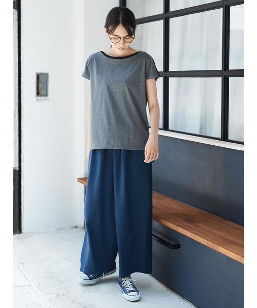 AMERICAN HOLIC（アメリカンホリック）の「・60新彊綿天竺半袖変形ボートBOXチュニック（Tシャツ/カットソー・レディース・オフホワイト/グレー系その他2/その他7・FREE）」の8枚目の写真