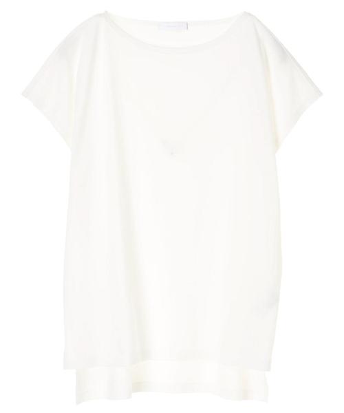 AMERICAN HOLIC（アメリカンホリック）の「・60新彊綿天竺半袖変形ボートBOXチュニック（Tシャツ/カットソー・レディース・オフホワイト/グレー系その他2/その他7・FREE）」の4枚目の写真