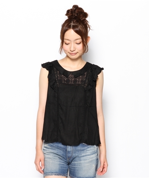 mysty woman（ミスティウーマン）の「バック釦ブラウス（シャツ/ブラウス・レディース・ブラック/オフホワイト/ピンクベージュ・MEDIUM）」の4枚目の写真