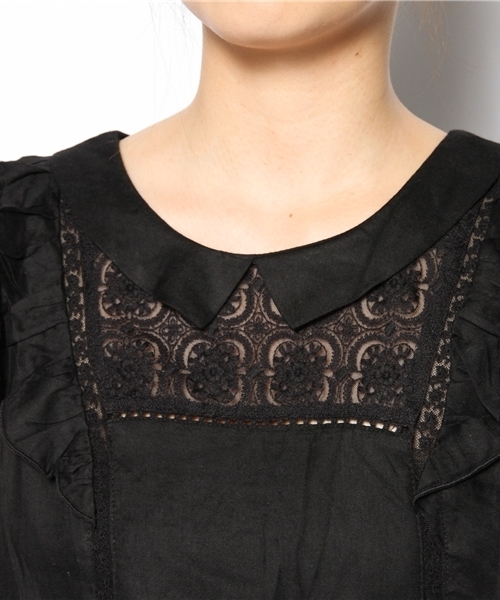 mysty woman（ミスティウーマン）の「バック釦ブラウス（シャツ/ブラウス・レディース・ブラック/オフホワイト/ピンクベージュ・MEDIUM）」の7枚目の写真