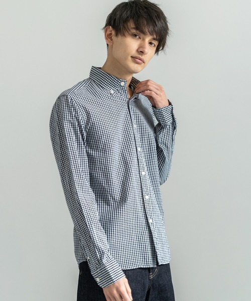 Audience（オーディエンス）の「日本製 シャーリング加工 ボタンダウン 長袖シャツ（シャツ/ブラウス・メンズ・ブラック系その他2/ブルー系その他3/ブルー/ブルー系その他2/ブラウン系その他/グレー系その他/ブルー系その他4/オフホワイト/ブルー系その他5/ブラック系その他/ネイビー/ブルー系その他/ピンク/ライトブルー/サックスブルー/ホワイト/ダークネイビー/ベージュ/ホワイト系その他/ブラック系その他3・S/M/L/XL）」の7枚目の写真