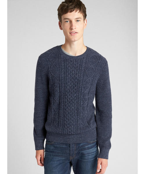 GAP(ギャップ)の「バディング ケーブルニット クルーネック プルオーバーセーター(ニット/セーター・メンズ・オフホワイト/チャコールグレー/ネイビー/グリーン・L/M/XL/XS/S)」の1枚目の写真