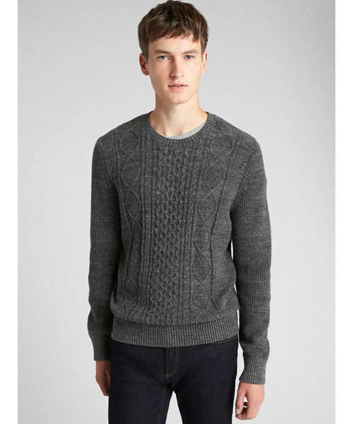 GAP(ギャップ)の「バディング ケーブルニット クルーネック プルオーバーセーター(ニット/セーター・メンズ・オフホワイト/チャコールグレー/ネイビー/グリーン・L/M/XL/XS/S)」の3枚目の写真