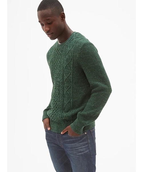 GAP(ギャップ)の「バディング ケーブルニット クルーネック プルオーバーセーター(ニット/セーター・メンズ・オフホワイト/チャコールグレー/ネイビー/グリーン・L/M/XL/XS/S)」の4枚目の写真